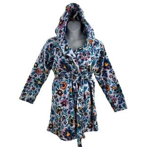 Vera Bradley NWT Womens S/M Cozy Plush Fleece Hooded Robe Wildflowers Pockets